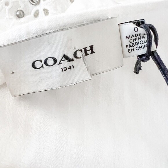 NWT Coach 1941 Ruffle Prairie Mini Dress Size 0 White - Picture 8 of 10